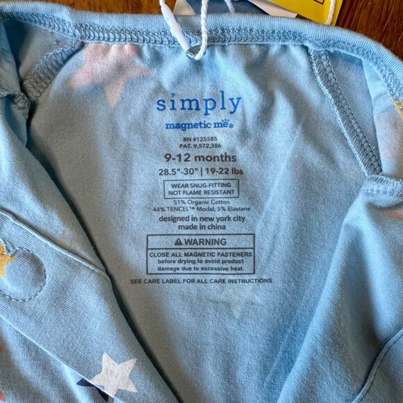 MAGNETIC ME Stars Convertible Coverall Baby 9-12 Months Blue Organic Romper NWT - Picture 7 of 10